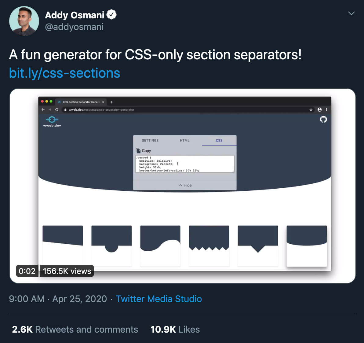 CSS separators tweet