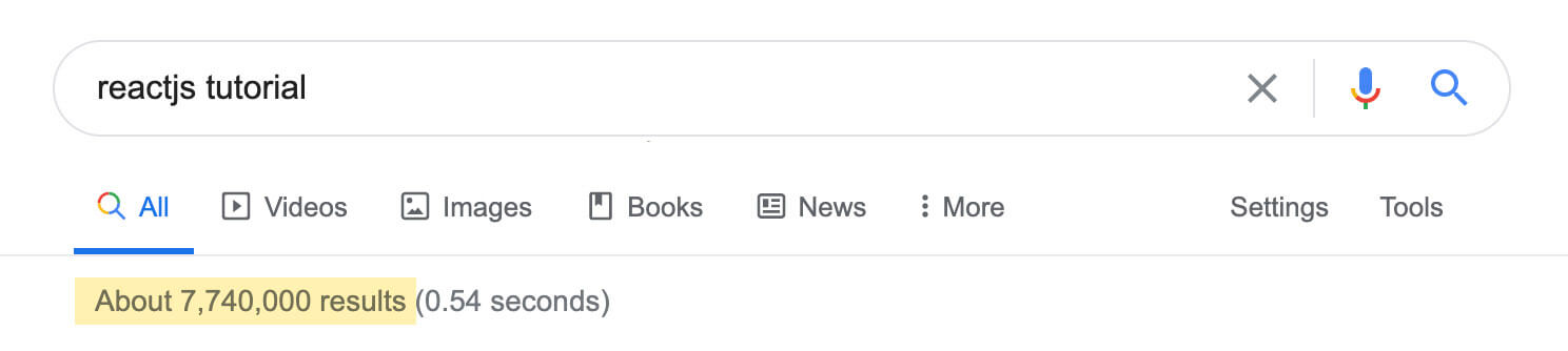 ReactJS tutorial search results analysis